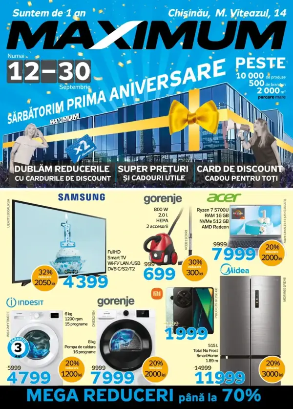 Cataloage Maximum pe strada M. Viteazul din Chișinău își sărbătorește ziua de naștere - 13-09-2025 - 30-09-2025.