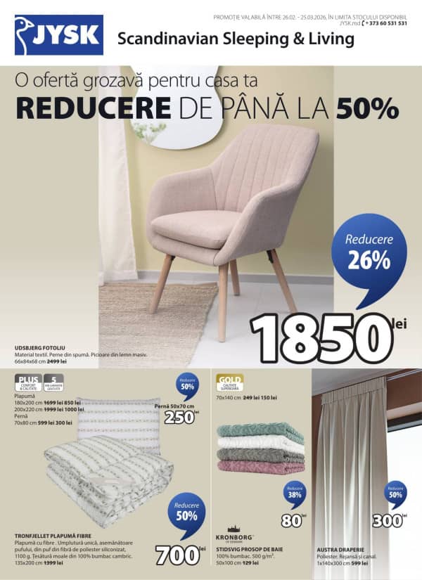 Cataloage JYSK: Oferta lunii martie - 26-02-2026 - 25-03-2026.