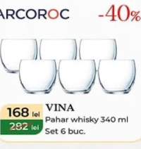 ARCOROC VINA Pahar whisky 340 ml Set 6 buc.