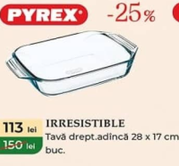 Pyrex Irresistible Tavă drept. adâncă 28 x 17 cm