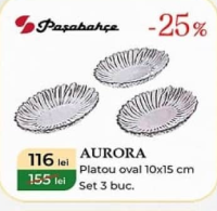 Pasabahce Aurora Овальное блюдо 10x15 см Набор 3 шт.