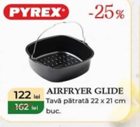 Pyrex Airfryer Glide Tavă pătrată 22 x 21 cm