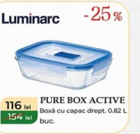 Luminarc PURE BOX ACTIVE Boxă cu capac drept. 0.82 L buc.