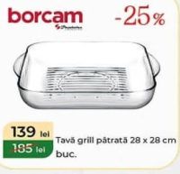 borcam Tavă grill pătrată 28 x 28 cm buc.