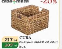 Casa Masa Cuba Корзина плетеная складная 30x30x30 см