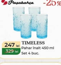 Paşabahçe TIMELESS Pahar înalt 450 ml Set 4 buc.