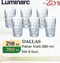 Luminarc DALLAS Pahar înalt 380 ml Set 6 buc.