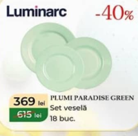 Luminarc Plumi Paradise Green Set veselă 18 buc.
