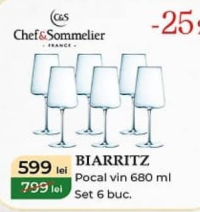 Chef & Sommelier BIARRITZ Pocal vin 680 ml Set 6 buc.