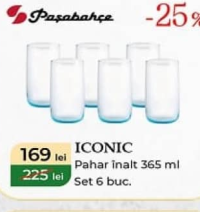 Paşabahçe ICONIC Pahar înalt 365 ml Set 6 buc.