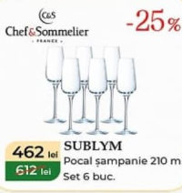 Chef & Sommelier SUBLYM Pocal şampanie 210 ml Set 6 buc.