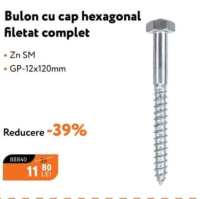 Nanu Market Болт с шестигранной головкой с полной резьбой GP-12x120мм