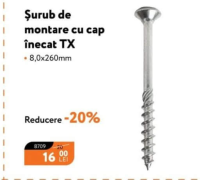 Nanu Market Шуруп монтажный с потайной головкой TX 8.0x260мм
