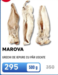 MAROVA Сушеные кроличьи уши с мехом 500г