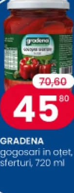 GRADENA gogoșari în oțet sferturi 720 ml