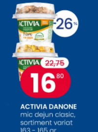 ACTIVIA DANONE mic dejun clasic, sortiment variat 163 - 165 gr
