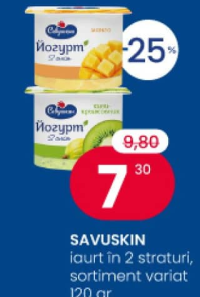 SAVUSKIN iaurt în 2 straturi, sortiment variat 120 gr