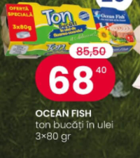 OCEAN FISH ton bucăți în ulei 3x80 gr