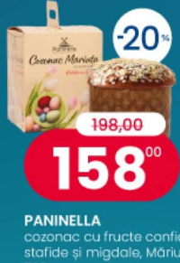 Paninella cozonac cu fructe confiate, stafide și migdale, Măriuta, cutie 700 gr