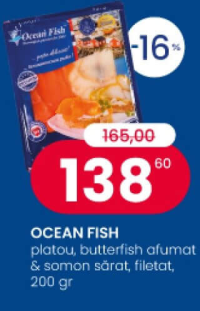 Ocean Fish platou, butterfish afumat & somon sărat, filetat, 200 gr