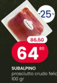 SUBALPINO прошутто крудо нарезка 100 г