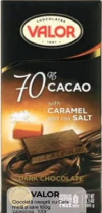 VALOR Ciocolată neagră cu caramel și sare 100g