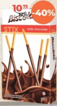 BISCOLATA Печенье палочки молочные 40г