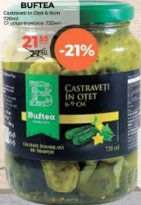 Buftea Castraveți în oțet 6-9cm 720ml