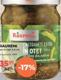 Raureni Castraveți extra în oțet 3-6cm 490g