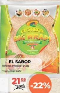El Sabor Лепешки Тортилья цельнозерновые 245г