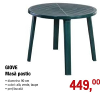 GIOVE Masă plastic diametru 90 cm