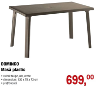 DOMINGO Masă plastic 130 x 75 x 73 cm