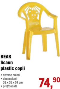 BEAR Scaun plastic copii 38 x 35 x 51 cm
