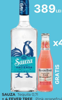 SAUZA Tequila 0,7l + 4 FEVER TREE Pink grapefruit 0,2l