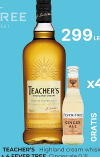 TEACHER'S Хайленд крим виски 0,7л + 4 FEVER TREE Имбирный эль 0,2л