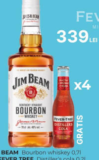 JIM BEAM Бурбон виски 0,7л + 4 FEVER TREE Дистиллерс кола 0,2л