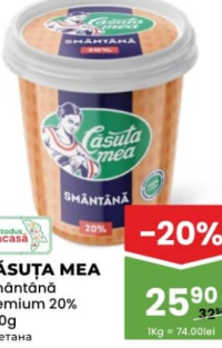 Căsuța Mea Smântână Premium 20% 350g