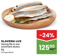 Slavena Lux Hering file în sos sortiment divers Kg