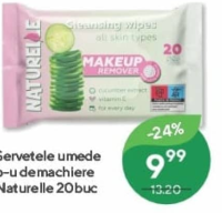 Naturelle Влажные салфетки для снятия макияжа 20шт
