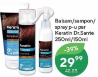 Balsam/șampon/spray pentru păr Keratin Dr. Sante 250ml/150ml