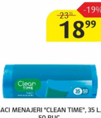 Clean Time Пакеты для мусора 35 л 50 шт.