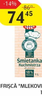Mlekovita Frișcă Śmietanka Kuchmistrza 18% 1 L