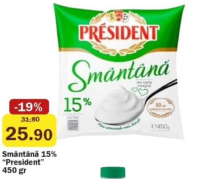 President Smântână 15% 450 gr
