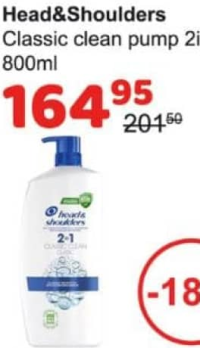 Head&Shoulders Classic clean pump 2in1 800ml