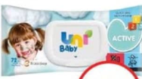Uni Baby Active влажные салфетки 72шт с крышкой