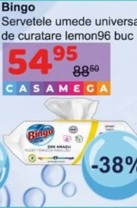 Bingo Универсальные влажные салфетки для чистки лимон 96 шт