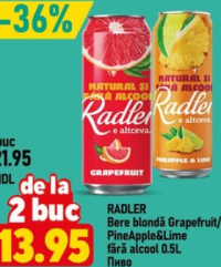 RADLER Пиво светлое Грейпфрут/Ананас и Лайм безалкогольное 0.5л