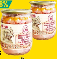 LAN Conservă din carne de pui în suc propriu 500g
