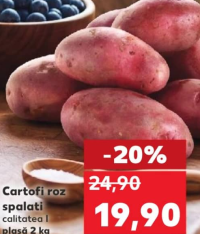 Cartofi roz spălați, calitatea I, plasă 2 kg