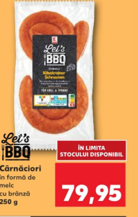 Let's BBQ Cârnăciori în formă de melc cu brânză 250 g